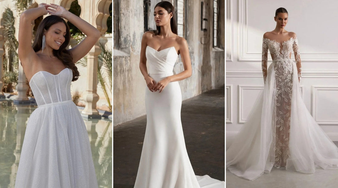 Tres vestidos de novia en alquiler en Casa París Medellín: princesa, sirena y encaje