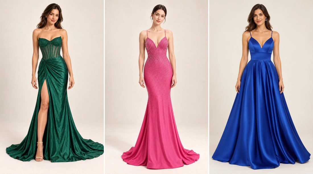Vestidos de grado en alquiler en Medellín: verde esmeralda, rosa y azul rey en Casa París