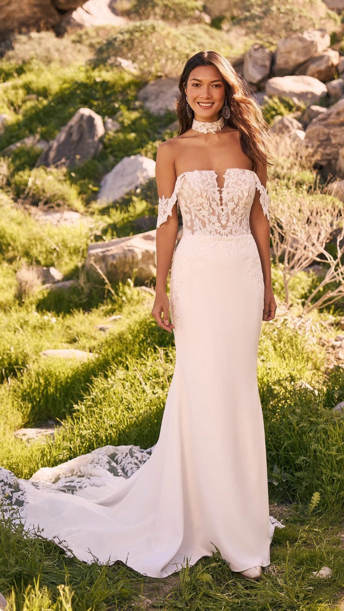Vestido de novia sirena con hombros descubiertos