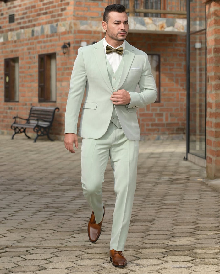 Traje de hombre verde menta de tres piezas